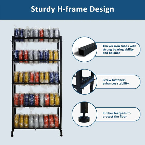 Heavy Duty 5 Tier Filament Storage Rack For 3D Printing Pros With Large Capacity Holds 40 Plus 1Kg ABS PLA TPU Nylon Spools