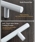 Close-up of Bright White 5 Pack Closet Door Handles 3.75 Inch Center Pulls showing smooth edge and coating detail.