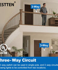 4 Pack Decorator 3-Way Light Switches With Wall Plate, 15A 120V And 277V Rocker Paddle Interrupter, two location control