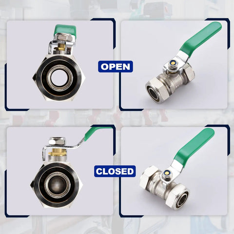 4-view image of 3/4 Inch Nickel Plated Brass Ball Valve For Air Lines In Line Shut Off Fittings Workhorse For Your Shop Garage