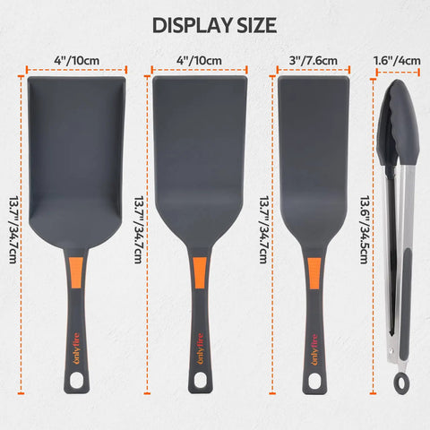 Four Piece Non Stick Griddle Kit For Blackstone Griddles Includes Large Spatula Long Spatula Griddle Scoop And Tong Tailgate Ready