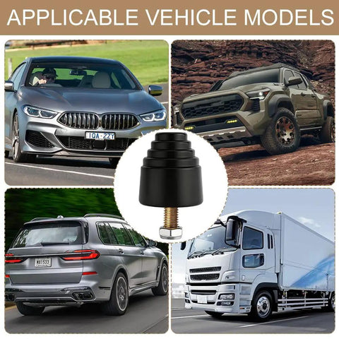 Two Pack Suspension Bump Stops For Rear Leaf Springs, Heavy Duty Rubber Bumpers with vehicles including car, truck, and SUV