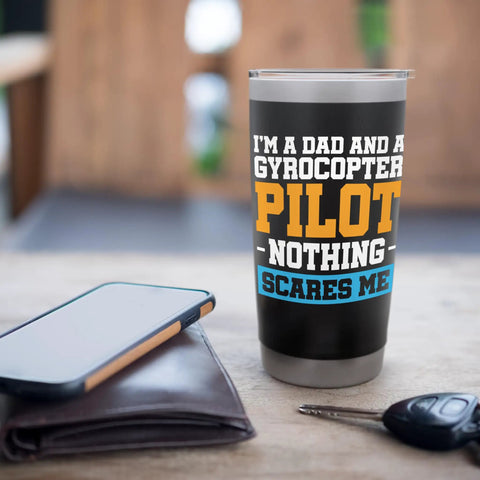 Dad Who Flies A Gyrocopter Autogyro Stainless Steel Insulated Tumbler Keeps Your Coffee Hot Or Cold Dual Wall Travel Mug