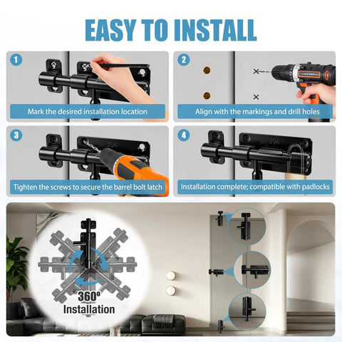 Rock Solid 4 Inch Barrel Bolt Latch Kit With Heavy Duty Slide Door Lock Hardware And Included Mounting Screws For Secure Gate Fence Shed Setup Tough As Nails Dead Simple Install