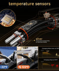 Nacs To J1772 Ev Charger Adapter 80A With Led Display showing temperature sensors, conductivity details, and charging stats.