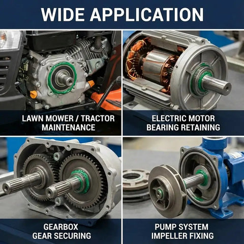 Wide application of heavy duty retaining compound for cylindrical parts and bearings in various machinery settings