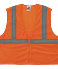 GloWear 8205Z Reflective Safety Vest High Visibility Orange Mesh Type R Class 2 Zipper Closure 2XL To 3XL ANSI Compliant Polyester Mesh Vest With 2 Inch Reflective Strips