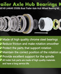 Trailer axle hub bearing kit, 4 sets with dust covers, spindle nuts and grease seals for #84 spindle and 3500 lb axles