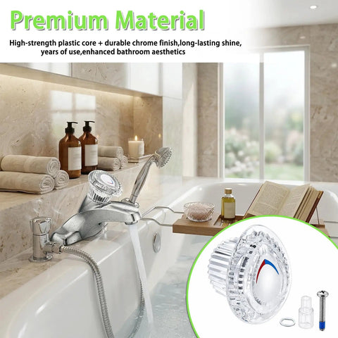 Shower Handle Replacement Kit For Chateau Single Handle Tub And Shower Faucets, chrome knob and screws, in bathroom setting