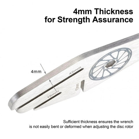 4mm stainless alignment wrench from MTB And Road Bike Disc Brake Rotor Truing Tool Kit with 3 openings and disc design.