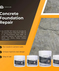 Automatic Injector Concrete Foundation Crack Repair Kit For Foundations And Walls, shown with included components and cracked concrete wall.