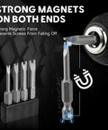Kickass Four Piece Spanner Bit Set With Two Inch Shank Security Screwdriver Bits In SP3 SP4 SP5 SP6 Sizes Made From Top Shelf S2 Steel showing strong magnets on both ends.
