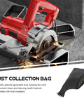 Miter Saw Dust Collection Bag For Circular Saw And Marble Cutter Port, 11.4 X 6.2 Inch Fit shown next to a circular saw in use.