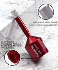 Side view: ONEGOTOOL diamond hole saw bit, red, 1/4 in (6mm) with 5/8-11 thread for angle grinders.