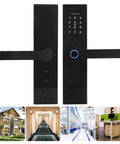 Rugged Keyless Entry Smart Door Lock With Fingerprint IC Card Password And App Control for versatile home and office security.