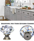 Crystal Cabinet Knobs Set 12 Pack Diamond Drawer Handles With Bronze Base Screws One And One Quarter Inch Clear Glass Knobs