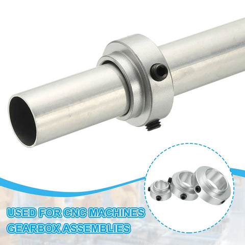 Four Pack Aluminum Shaft Collars 5/16 Inch ID, 5/8 Inch OD, 3/8 Inch Thick Locking Collars on shaft for CNC machines and gearbox assemblies