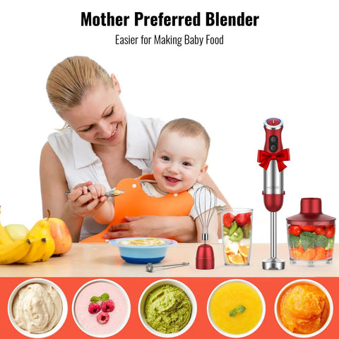 5-In-1 Hand Immersion Blender 1000W Copper Motor, 12 Speed Handheld Stick Blender With Stainless Steel Blade in a kitchen setting
