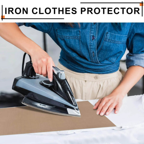 Person using iron on 8 Pack Teflon Sheets For Heat Press 12 By 16 Inch Nonstick Craft Mats For Sublimation Transfers