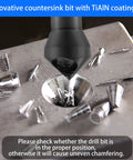 Heavy Duty M35 Cobalt Countersink Drill Bit With TiAlN Coating And 82 Degree Point Angle To Crush Steel And Wood Like A Boss in action on metal.