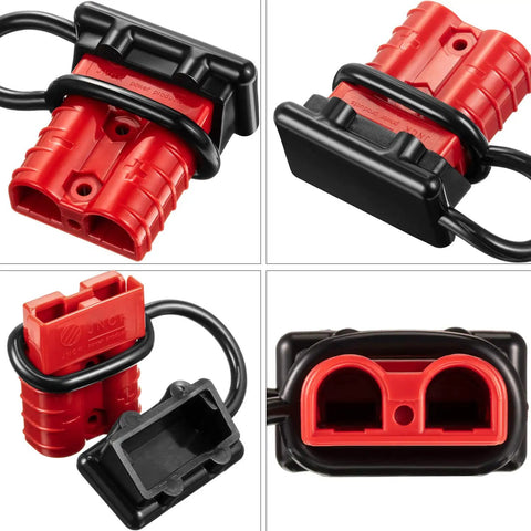 6 Sets 6-10 Gauge Battery Quick Connect Disconnect Kit 50A 12-36V Quick Connector Wire Harness Plug, red and black components.