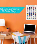 50 State Flags Of The USA Wall Art Pack For Classrooms And Home Study Unframed State Flag Wall Decor 12 By 16 Inches on wall
