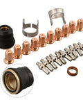 Premium 24 Piece Plasma Cutter Consumables Kit With Electrodes And Nozzles Compatible With Harbor Freight 62204 Machine, showcases nozzles and tips.