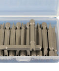 Premium S2 Steel Spanner Screwdriver Insert Bits Two Inch Long Quarter Hex Shank in clear storage case.