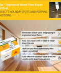 Image of DriTac Engineered Wood Floor Repair Kit correcting hollow spots and popping conditions, showcasing fast repair and easy DIY application.