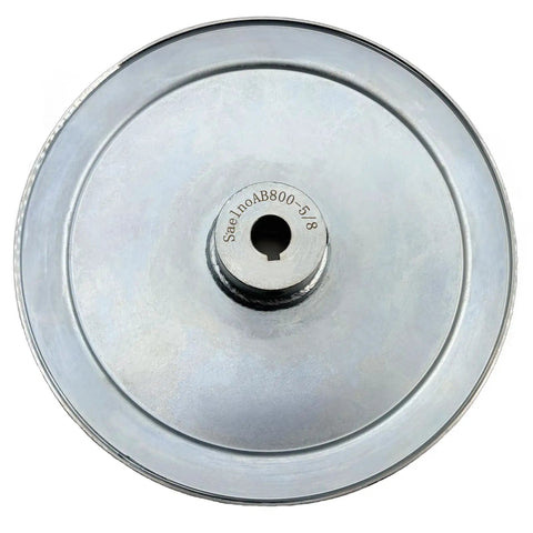 8 Inch Single Groove V Belt Pulley with 5/8 Inch Bore, 1 Groove, Carbon Steel, Zinc Plated, Top View, for A B 5L 4L Belts