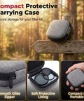 Magnetic CPL Phone Camera Filter Kit With Quick Mount Polarizing Filter carrying case on wooden post