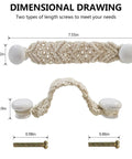 Dimensional drawing of Bohemian Style Braided Rope Wooden Cabinet Pulls 4 Pack Hand Woven Cotton Rope Handles with screws