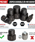 Heavy Duty Screw Extractor Set For Damaged Screws And Stripped Bolts 25 Piece CR MO MultiSpline EZ Out Style Remover