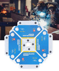 Heavy Duty 4 Piece Welding Magnetic Holder Set With 28Lb Suction in use during metal fabrication with sparks flying