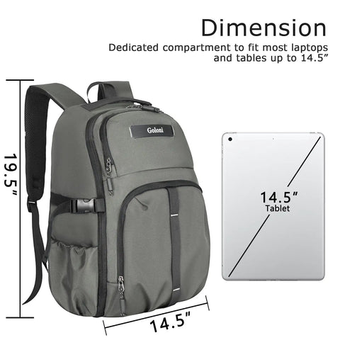 Airline Approved 35L Travel Backpack Under Seat Carry On Water Resistant 15.6 Inch Laptop Compartment, shown with dimensions