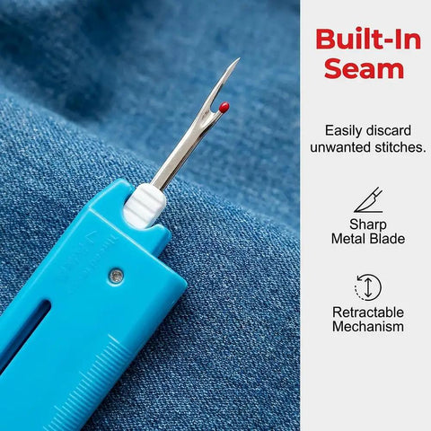 4 In 1 Sewing Threader Tool With Seam Ripper Needle Threader Magnifying Glass And Magnetic Sewing Accessory showing sharp seam ripper