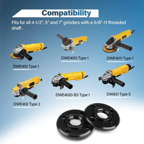Five Eighths Inch UNC Thread Angle Grinder Nut Heavy Duty Hex Flange Replacement Part N134467 with compatible grinders.