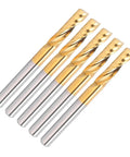 5 Pack CNC Spiral End Mill Router Bit Set High Speed Steel Alloy Coated Lightweight And Compact For Smooth Aluminum Brass Copper Cuts Durable Non Ferrous Metals Pro Grade Tools