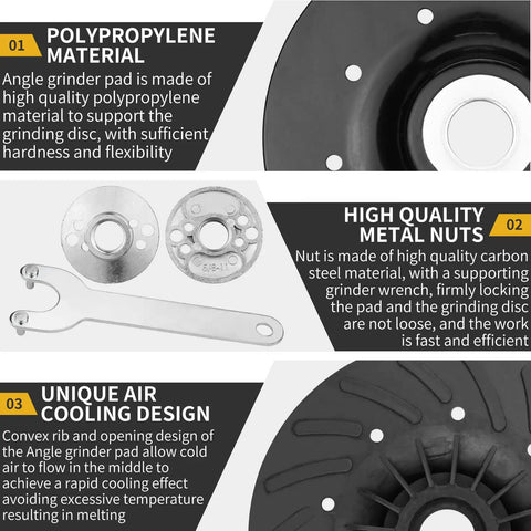 Tough As Nails Heavy Duty Angle Grinder Backing Pad Two Pack Ribbed Resin Fiber Disc Quick Swap features polypropylene material.