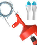 25ft Heavy Duty Drain Auger Plumbing Snake With Drill Adapter For Sink No Plumber Needed Unclogging and gloves