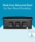 Wayland Wall Mounted Mailbox For Outside Weatherproof Rust Resistant Galvanized Steel Black with Powder Coated Finish, front view