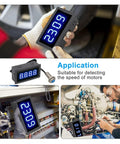 Digital Tachometer With Blue LED Display, 4 Digit RPM Speed Meter For Motors, Hall Proximity Switch NPN Sensor, 12 To 24V DC, High Accuracy 0.1 Percent, No Nonsense Readouts, Ideal For Conveyor Belts And Industrial Machinery in hand and machine use