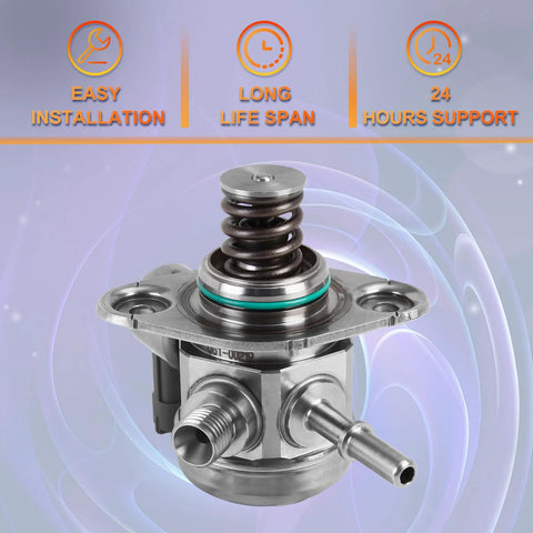 High Pressure Fuel Pump For Ford Focus Explorer Mustang Fusion Escape Edge Lincoln MKZ MKC 2.0L 2.3L EcoBoost Engines 2016 2019 Reliable Replacement With Quieter Operation And Easy Installation Budget Friendly Performance Upgrade, showing front view of the pump with connectors