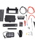 8 Gang LED Touch Control Switch Panel for 12V and 24V Systems Dimmable Circuit Relay Box with accessories displayed