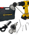CuzConven drill-powered metal cutting kit with sheet-metal cutter attachment, case, wrenches and hex keys