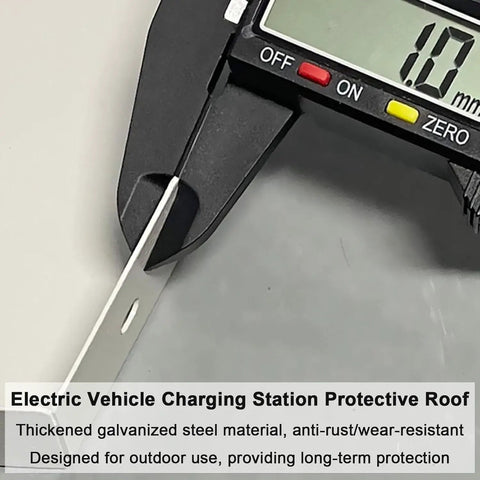 Close-up of Rust Free Cap for Badass Wall Mounted EV Charger Guard, showcasing thickened galvanized steel design.