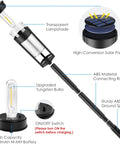 Exploded view of Solar Pathway Lights 6 Pack IP65 Waterproof Outdoor Decorative Garden Lights With Auto On Off No Fuss Setup Warm White Landscape Path Lighting For Driveway Walkway Yard Lawn Patio showing components like high-conversion solar panel, transparent lampshade, and ABS ground spike.