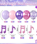 Pink And Purple Music Note Foil Balloons Set, 12 Inch Metallic Balloons Mix For Birthday Parties, Baby Showers, Weddings, Proms Or Music Themed Events, Includes Hot Pink, Pastel Purple, And Confetti Finish