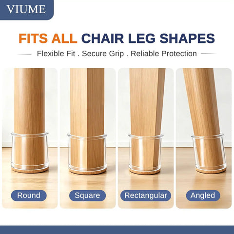 Silicone Chair Leg Protectors Fit 0.9 To 1.29 Inches, 32 Count Slip On Floor Caps for various leg shapes.
