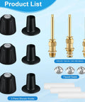 Matte Black Shower Knob 3 Piece Replacement Kit With Stems And Flange Base For 3 Handle Tub And Shower Faucets, Leak Fix